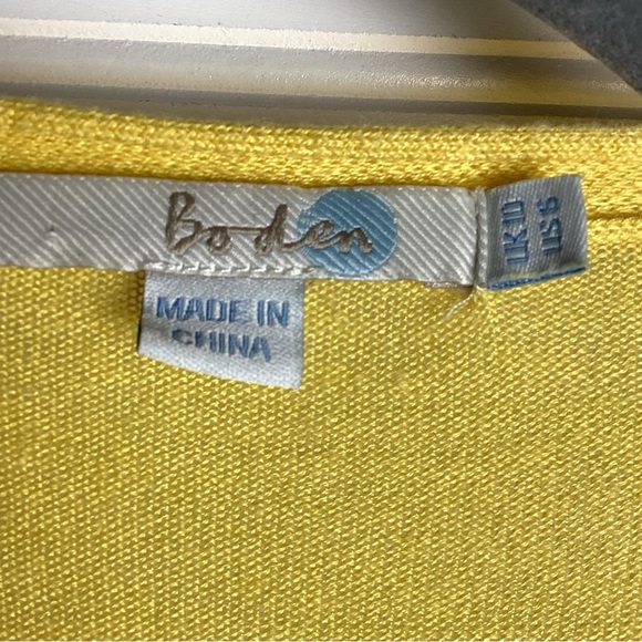Boden Silk& Linen Mustard Yellow Open Cardigan Pockets Size6 - Picture 3 of 7